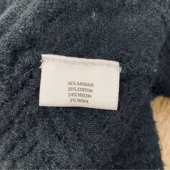 EILEEN FISHER S Black Cats Mohair Moto Sweater Jacket Asymmetrical Zip: Flaw - Picture 14 of 16